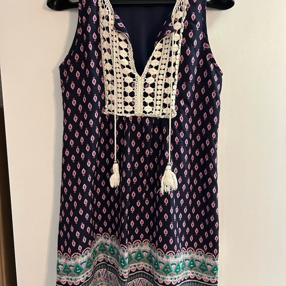 Altar'd State Navy Dress with Pink‎ and Green Accents
